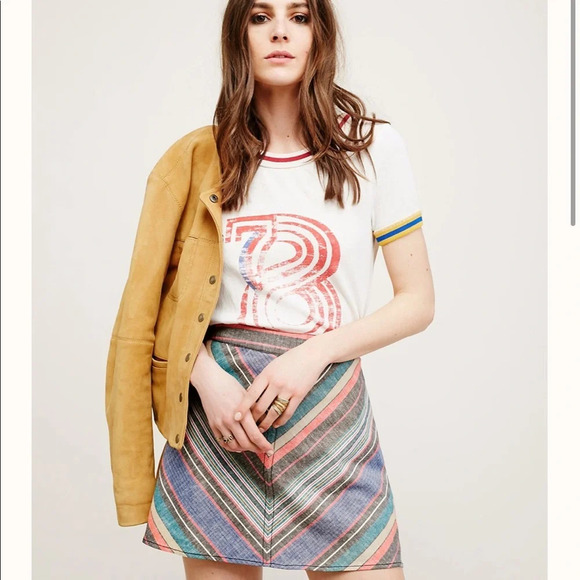 NWT FREE PEOPLE YOURS TRULY CHEVRON MINI SKIRT - Picture 1 of 6